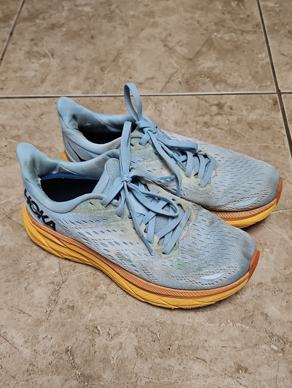 Hoka Light Blue and Yellow Women's Running Shoes